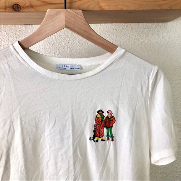 Zara Tops - Zara embroidered T-Shirt